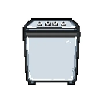 Interior washing machine pixel art vector illustration Stock Illustration