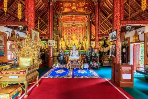 Interior of wat phra sing temple in chiang rai, thailand Stock Photos