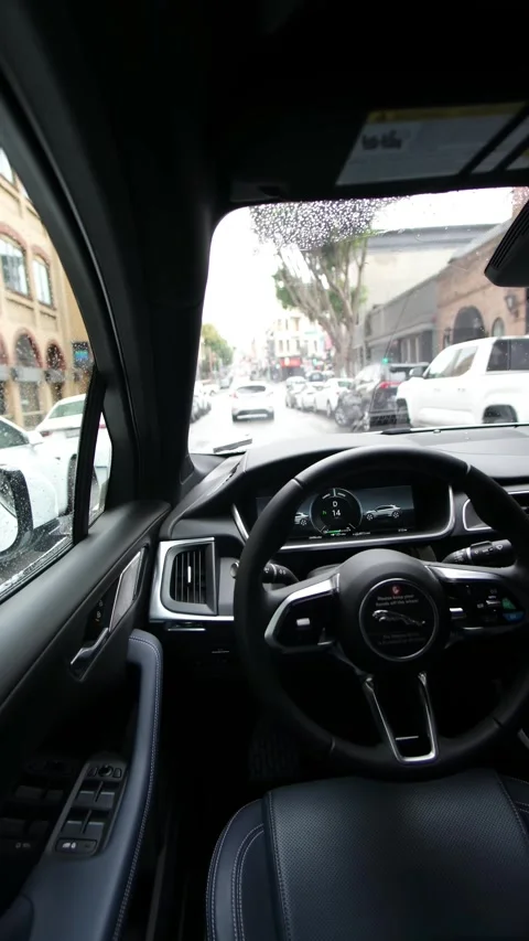 The interior of a Waymo Autonomous self driving taxi in San Francisco Stock Footage 330124913
