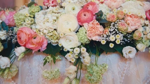 Interior of a wedding hall decoration ready for guests 스톡 동영상 74891435