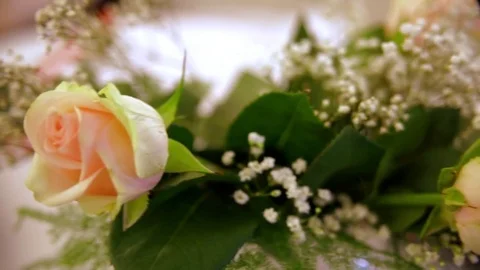 Interior of a wedding hall decoration ready for guests Stock Footage 74892989