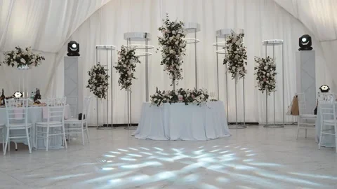 Interior Of A Wedding Hall Decoration Ready For Guests beautiful Room Stock Footage 201250922