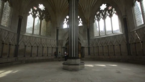 Interior of Wells Cathedral - Chapter house Stock Footage 90619897