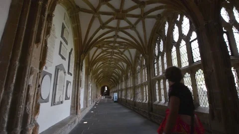 Interior of Wells Cathedral - Cloister Stock Footage 90620260