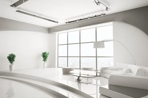 Interior in white 3d Illustrazione stock