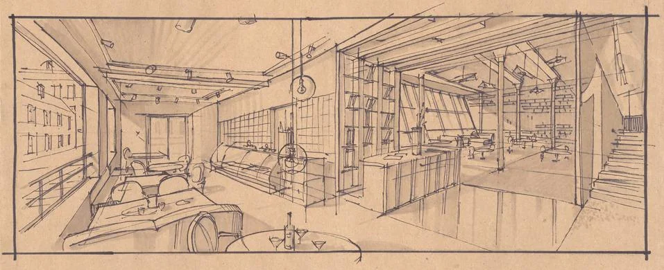 Interior wide perspective Stock Illustration