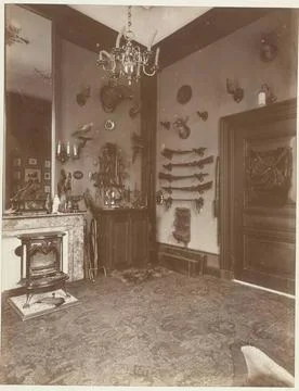 Interior of the Wildbaan, Driebergen, with weapons and hunting tackle. Cop... Stock Photos