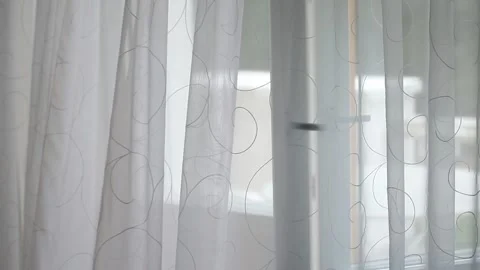 Interior, wind, window, curtain, white Video stock 137323767