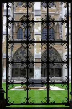 Interior window in the faculty of Westminster Abbey Stock Photos