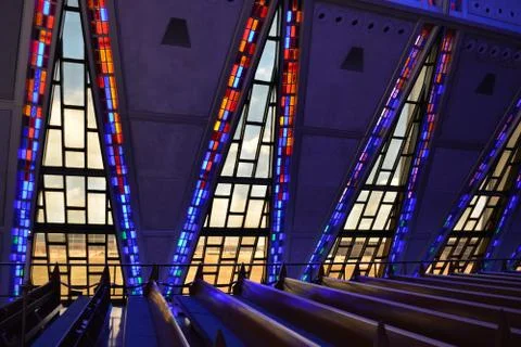 Interior Windows U.S. Air Force Academy Chapel Foto stock