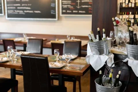 Interior of wine bar and restaurant Stock Photos