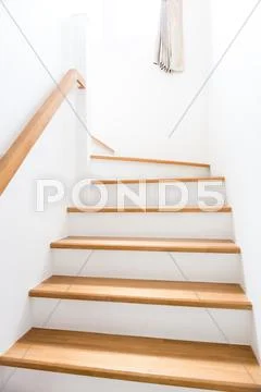 Interior - wood stairs Stock Photos