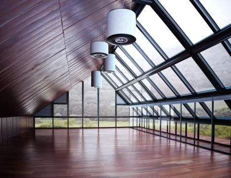 Interior with woods view Stock Illustration