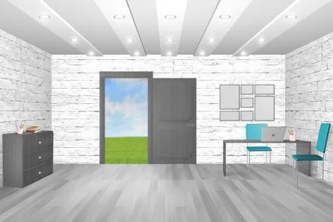 Interior of work room Illustrazione stock