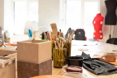 The interior is a workshop for conducting creative classes or master classes in Stock Photos