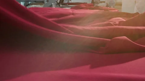 Interior of a workshop for sewing clothes and textiles the workroom Stock Footage 231014931