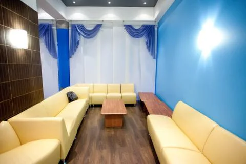 Interior with the yellow sofas Stock Photos