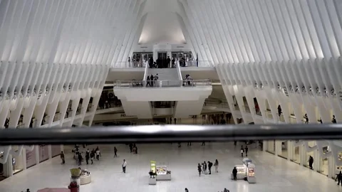 Interior Zoom out Oculus building Downtown Manhattan New York City Stock Footage 255405445
