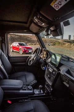 Interior,black leather seets of a car Stock Photos