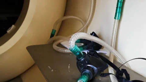 Interiors of a decompression chamber Stock Footage 130124977