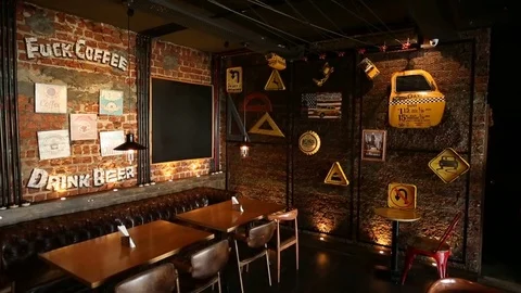 Interiors of modern indian pub Stock Footage 84206325