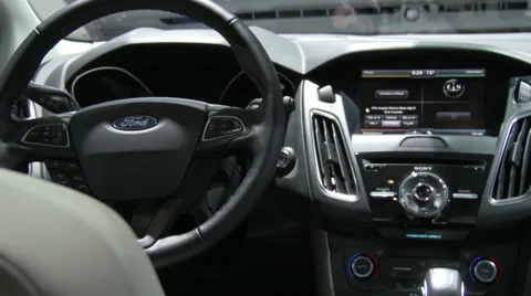 Interiors of the new Ford Focus at the New York International Auto Show Vídeos de archivo 37664046