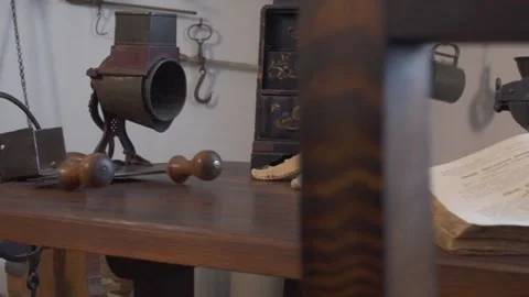 The interiors of the old pharmacy of the museum Stock Footage 153895947