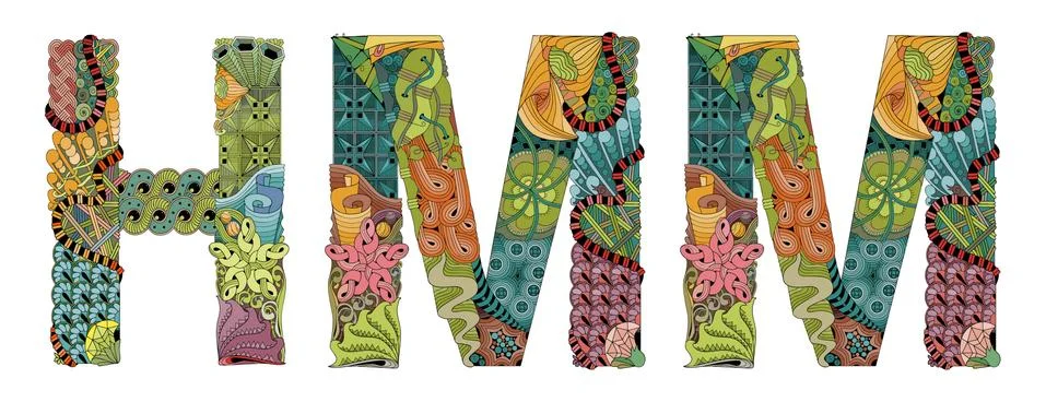 Interjection HMM. Vector zentangle object for decoration Stock Illustration