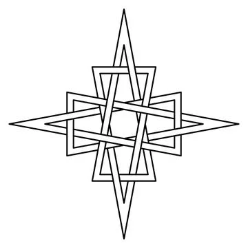 Interlaced angular star polygon geometry with layered pointed square outlines Stock Illustration