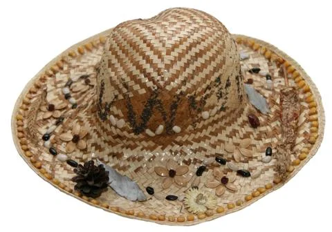Interlaced summer straw hat Stock Photos