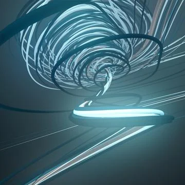 Interlacing abstract blue colored curves. 3D rendering geometric pattern Stock Illustration