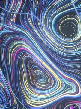 Interlacing abstract blue colored curves. Geometric pattern. 3D rendering イラスト素材