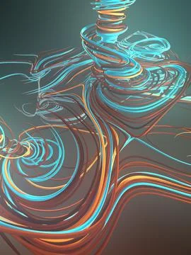 Interlacing abstract blue colored curves. Geometric pattern. 3D rendering Stock Illustration