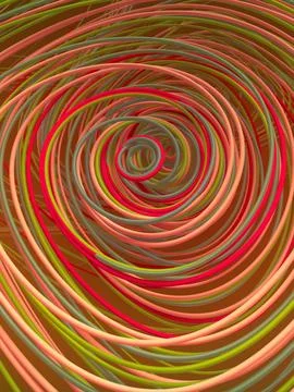 Interlacing abstract colored curves. 3D rendering geometric pattern Stockillustratie