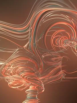 Interlacing abstract orange colored curves. Geometric pattern. 3D rendering Stock Illustration
