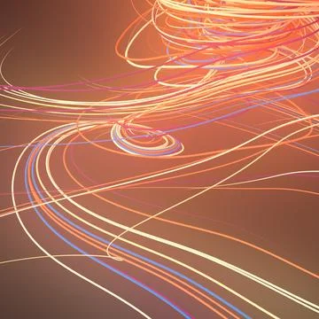 Interlacing abstract orange colored curves. Geometric pattern. 3D rendering Illustrazione stock