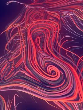 Interlacing abstract pink colored curves. 3D render geometric pattern Stock Illustration