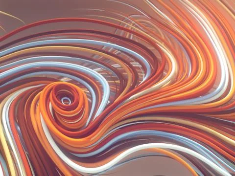 Interlacing colored curves. Computer generated geometric pattern. 3D renderin Stockillustratie