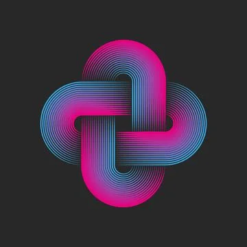Interlacing logo of two ovals in the shape of a cross or plus symbol, linea.. Stock Illustration