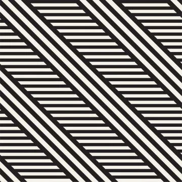 Interlacing Parallel  Stripes. Vector Seamless Monochrome Pattern. Stock Illustration