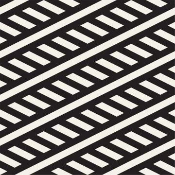 Interlacing Parallel  Stripes. Vector Seamless Monochrome Pattern. 스톡 일러스트