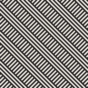 Interlacing Parallel  Stripes. Vector Seamless Monochrome Pattern. イラスト素材