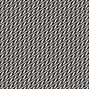 Interlacing Parallel  Stripes. Vector Seamless Monochrome Pattern. イラスト素材
