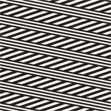 Interlacing Parallel  Stripes. Vector Seamless Monochrome Pattern. 스톡 일러스트