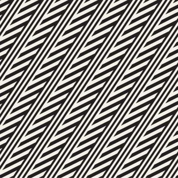Interlacing Parallel  Stripes. Vector Seamless Monochrome Pattern. Stock Illustration