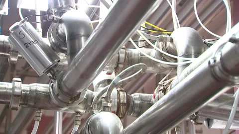 Interlacing pipes in the factory Stock Footage 91047986