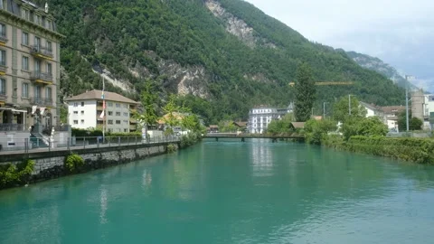 Interlaken Aare River Stock Footage 198609062