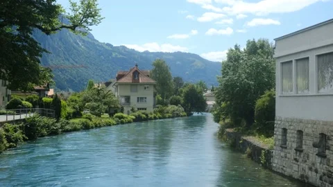 Interlaken Aare River Stock Footage 198609073