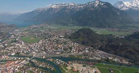 Interlaken, mount Eiger and mount Monch Stockbeeldmateriaal 89931529