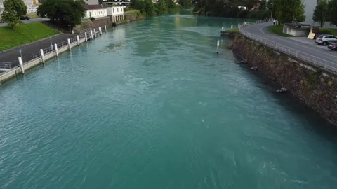 Interlaken River and Mountain View – July 2025 Stock Footage 313561693